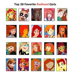 the top 20 favorite redhead girls from disney's animated movie, princess aurora and her friends