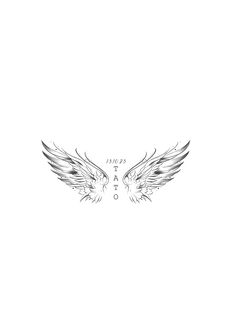 two white wings with the words tattoo on them