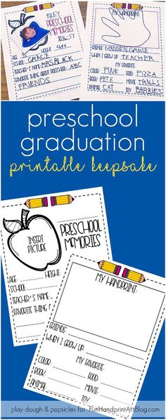 preschool graduation printables with the words pre school graduation and an apple on it