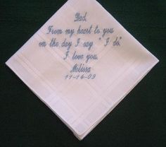 Father of the Bride 35S Personalized Wedding Handkerchief Classic Personalized Handkerchiefs For Anniversary, Classic Personalized Wedding Handkerchiefs, Personalized Handkerchief Wedding, Personalized Handkerchiefs, Willow Grove, Wedding Hankies, Mom Wedding Gift, Wedding Handkerchief, Wedding Item