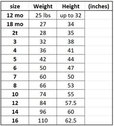 the height chart for an adult sized child's shoes with measurements and sizes to choose from