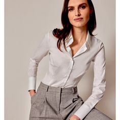 Nwt Hawes & Curtis Fitted Vintage White Button Down Blouse Sz Uk 14 97% Cotton, 3% Elastane High Two-Button Collar Single Cuffs Fitted Silhouette The Model Is Wearing A Size 8. Model Is 5'10"/ 178cm Tall, With A 33" / 84cm Bust And A 25" 6:Cm Waist Timeless Fitted Blouse For Work, Timeless Business Tops, Classic Fitted Blouse With Button Closure, Timeless Fitted Top For Office Wear, Timeless Fitted Business Blouse, White Classic Slim Fit Blouse, Classic White Slim Fit Blouse, White Slim Fit Blouse For Work, Fitted Workwear Shirt