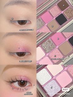 Pink Glitter Eye Makeup Tutorial, Simple Barbie Makeup Look, Doujin Makeup, Hand Poses For Selfies, Cute Selfie Poses, Poses For Selfies, Hand Poses, Bentuk Alis