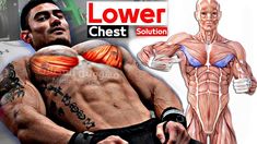 an image of a man with muscles and the words lower chest solution on his chest