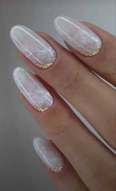 #nails Neutral Wedding Nails, White Almond Nails, Beachy Nails, Milky Nails, Ombre Nails Glitter, Wedding Nails For Bride, White Nail Designs, Wedding Nails Design, Marble Nails