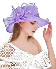 PRICES MAY VARY. SIZE --- This derby hat has a brim that is 13cm/5.1inches all the way around, hat depth about 10cm/3.9inches fit for head circumference 21.26 inch~22.83 inches. Which has a small drawstring inside in order to give it a big size range. When the people whoLhtweight, breathable fabric, super soft but strong shape, comfortable to wearize fits most FEATURES --- Made in Organza, UV 50+. Foldable elegant derby hat allows you carry it wherever you want to, quite soft and comfortable. El Ladies Dress Hats, Wedding Tea Party, Derby Fascinator, Bridal Shower Flowers, Organza Wedding, Tea Party Hats, Wedding Tea, Wide Brim Sun Hat, Kentucky Derby Hats