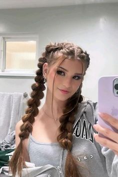 Braids In Long Hair Down, Fully Braided Hairstyles, Cute White Girl Hairstyles, Hair Styles For Middle School, Braided Hairstyles White Women, Teen Girls Hairstyles, Army Hairstyle, Cute Hairstyles Long Hair, Hairstyles White Girl