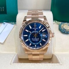 Rolex Sky-Dweller 336935 Automatic 42mm Blue Rose gold - Watch with original box and original papers - 9002 - 10ATM - Sapphire crystal - 2023 Pernell Whitaker, Gold Skies, Sky Dweller, Blue Watches, Chronograph Watch Men, G Shock Watches