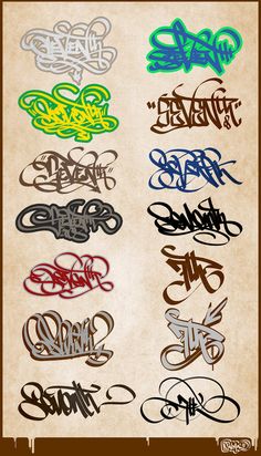 graffiti font and numbers in different colors on a piece of paper with the word's name