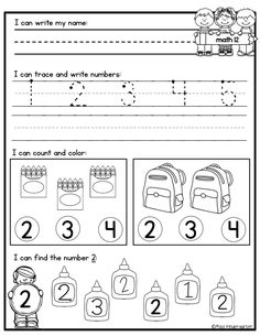 the worksheet for preschool to learn how to write and draw numbers with pictures