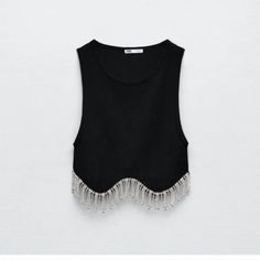 New With Tag Blogger’s Favorite Zara Best Sellers Zara New Collection Zara 2022 Traje Cowgirl, Rhinestone Top, Sparkly Top, Satin Crop Top, Zara Crop Top, Black Crop Top, Causual Outfits, Sleeveless Crop Top, Black Crop