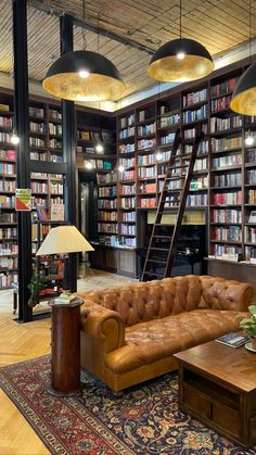 a living room filled with furniture and lots of books