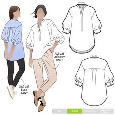 an image of a woman's shirt and pants sewing pattern