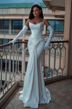 Mermaid V-neck Strapless Floor-length Sleeveless Open Back Prom Dress-Ballbella Robe Dote, Lena Berisha, Dress Event, Prom Dresses Long Mermaid, Couture Mode, Glam Dresses, Perfect Wedding Dress, Mermaid Prom Dresses, Dream Wedding Dresses