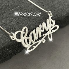 ♥ My beautifully designed Sparkling Name Necklace is made from 925 Solid Sterling Silver, handcrafted with love! This personalized, unique name pendant with an underline comes with a silver box chain and is available in 24k gold or rose gold plated over a solid silver base metal. Customized name jewelry will always be the best gift for her on Mother's Day as a birthday gift to a loved daughter or to show your love with this love name necklace! In my shop, you can get handmade customized necklace Dainty Silver Nameplate Custom Necklace, Silver Hallmarked Name Necklace For Anniversary, Adjustable Hallmarked Necklace For Anniversary, Wedding Sterling Silver Name Necklace, Dainty Silver Custom Necklace For Anniversary, Dainty Silver Necklace For Anniversary, Personalized Silver Name Necklace Hallmarked, Silver Hallmarked Name Necklace For Birthday, Personalized Silver Hallmarked Name Necklace