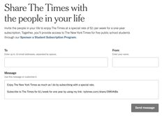 an email form with the message share the times with the people in your life on it