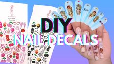 Water Nail Decals, How To Make Nail Stickers With Cricut, Diy Nail Decals How To Make, Diy Nail Stickers Paper, Nail Art Stickers Decals Design, Diy Nail Stickers How To Make, Cricut Nail Stickers, How To Make Nail Stickers