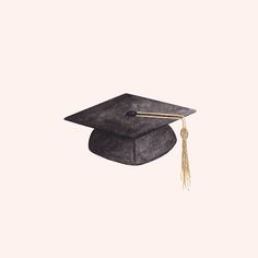 a graduation cap with a tassel hanging from it's end, on a pink background