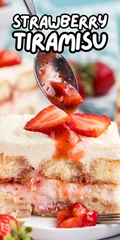 Easy strawberry tiramisu recipe Strawberry Tiramisu, Strawberry Syrup, Summer Gathering, No Bake Treats, Classic Food, Party Food, Whipped Cream, The Ordinary, Healthy Eating