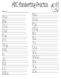 an abc handwriting practice sheet with the letters and numbers