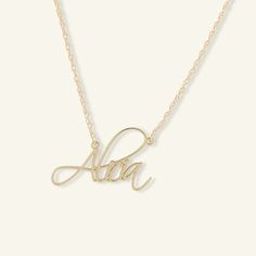 Fun with a fashionable flourish, this customized name necklace celebrates your unique personality. Crafted in your choice of white or yellow gold, this on-trend design is Personalized with your name, up to nine characters in length, sculpted in a stylized cursive font. The design is centered along an 18-inch rope chain, with an additional closure ring at 16 inches, polished to a bright shine and secures with a spring-ring clasp. This design is also available in a standard size under item # 20350 Customized Name Necklace, Search By Photo, Alternative Metal, Cursive Font, Jewelry Repair, Chain Ring, Rope Chain, Name Necklace, Metal Jewelry