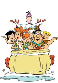 cartoon characters in an old fashioned bathtub with their arms out and feet up on the edge