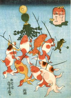 Goldfish Art, Japanese Woodcut, Art Et Illustration, Japanese Painting