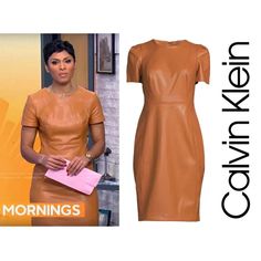 an image of a woman wearing a brown dress on the set of good morning america