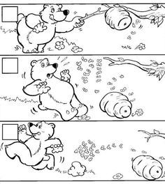 the three bears are playing with their toys in the park coloring pages for kids, printable