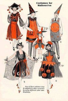 children's costumes for halloween with pumpkins and witches