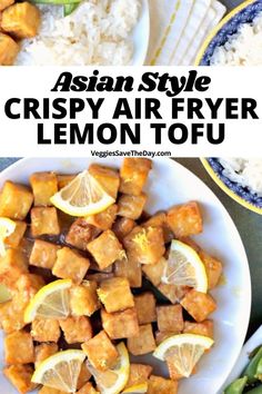 Made in an air fryer instead of frying in oil, this Asian style crispy lemon tofu is easy to make and incredibly delicious. Save this pin and follow for more easy vegan recipes! Lemon Tofu, Air Fried Tofu, Gluten Free Bagels, Parmesan Recipes, Lemon Sauce, Fried Tofu, Air Fryer Recipes Healthy