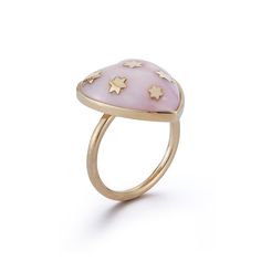 14K Yellow Gold, Pink Opal, Size 7 Victorian Aesthetic, Antique Fairs, Opal Color, Jewelry Show, Pink Ring, Pink Opal, Jewelry Creation, Link Chain, Heart Ring