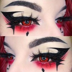 Red And Black Makeup, Teknik Makeup, Drag Make-up