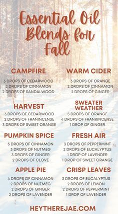 Fall Scents Essential Oils, Best Essential Oil Blends, Fall Essential Oil Blends, Essential Oils Herbs