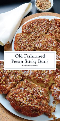 old fashioned pecan sticky buns on a plate