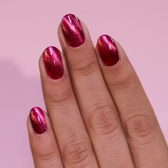 ILNP Be Mine - Rich Crimson Red Magnetic Nail Polish Ilnp Nail Polish, Magnetic Nail Polish, Boho Nails, Pink Sparkles, Nail Shimmer, Magnetic Nails, Burgundy Nails, Raspberry Red, Metallic Nails