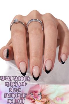 Short Summer Milky And Black French Tip Nail Art: Spring Nails, Fun Spring Nails, Spring Acrylic Nails, Simple Spring Nails, Spring Nail Sets, April Nails, May Nails, Spring Nail Ideas, Nail Inspiration, Trendy Nails, Hot Summer Nails, Trendy Nail Inspiration, Square Nails, Black Nails, Spring Long Nails, Black Nail Sets, Black French Nails, Marble Nails, Black French Tip Nails, Nails, Gel Nail Designs, Milky French pedicures, Light pink Nails, Moon Nails, Classy Baddie Nails, Mob wife Nails, Square nails, Funky Nails, Glitter nails, Trendy spring nails, Milky white Nails. Nails Ideas, Cute Nails Acrylic, Summer Nails, Spring Stiletto Nails, Beach Nail Designs, Green Spring Nails, Nails, Almond  Trendy Nails, Spring Summer Nails, Red French Tip Nails, Spring-Summer Nails. Nails Almond Trendy, Nail Inspiration Square, Spring Long Nails, Square Nails Black, Black Nail Sets, Long Nails Black, French Pedicures, Nails Red French Tip, Black French Tip Nail