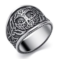 PRICES MAY VARY. ✔Viking Norse Rings for Men✔: Unique viking ring with norse tree of life,raven,celtic knot; Tree of life represents positive energy, growth,strength, rebirth, bright future, longevity, good health, and new life; The raven is a powerful symbol of war and is believed to be the eyes and ears of the chief viking god,Odin in norse culture; The celtic knot represents unity and eternal spiritual life. ✔Material✔: Made from premium 316L stainless steel,never tarnish or rust; Nickel and Viking Rings For Men, Norse Tree Of Life, Celtic Knot Tree, Norse Culture, Viking Rings, Tree Of Life Ring, Odin God, Norse Jewelry, Skin Details