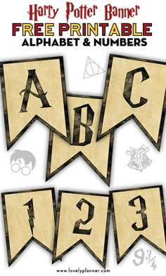 harry potter banner printable alphabet and numbers