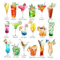 what's your favorite cocktail? poster with watercolors and ink on paper