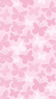 a pink background with many butterflies on it