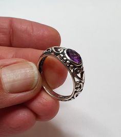 Finely worked openwork ring in 925% nickel free silver with luminous oval checkerboard cut amethyst 7x5 mm. great attention to detail, excellent quality minimalist ring Antique Oval Amethyst Ring In Sterling Silver, Luxury Oval Amethyst Ring In Sterling Silver, Adjustable Oval Amethyst Ring In Sterling Silver, Nickel-free Purple Amethyst Ring, Oval Amethyst Ring In Sterling Silver, Spiritual Style, Minimalist Ring, Minimalist Rings, Rings Statement, Statement Rings