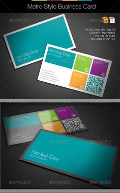 three different business cards with qr code and qr code on the front, one in