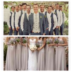 two pictures of people in formal wear and one with flowers