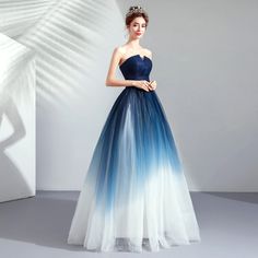 Blue tulle long ball gown dress formal dress · Dress idea · Online Store Powered by Storenvy Tulle Prom Dress Long, White Prom Dress Long, Tulle Long Prom Dress, White Bridesmaid, Strapless Evening Dress, Dress Idea, Blue Tulle, Prom Dresses Online, Plus Size Prom Dresses