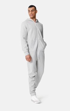 Original Onesie 2.0 Light Grey Melange - Onepiece Cozy Cotton Jumpsuits And Rompers For Loungewear, Gray Cotton Jumpsuits And Rompers For Loungewear, Casual Gray Jumpsuits And Rompers For Lounging, Gray Winter Loungewear Jumpsuits And Rompers, Zip Puller, Cotton On, Embroidery Logo, Kangaroo Pocket, Front Zipper