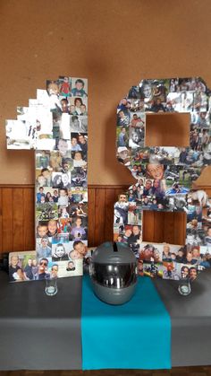 the table is covered with photos and letters