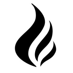 a black and white fire symbol on a white background