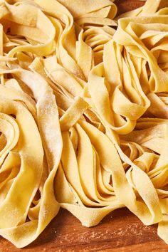 raw pasta on a cutting board ready to be cooked