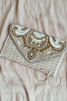 Constantinople Gold Beaded Clutch 10 Festive Embellished Beige Clutch, Chic Beige Embellished Clutch, Beige Clutch With Handwork For Party, Modern Purse, Fall Shopping List, Classic Purse, Wrapping Jewelry, Bags Diy, Cute Handbags